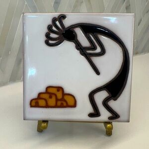 Kokopelli Hand Painted Native American 4x4 Tile by Family Tiles